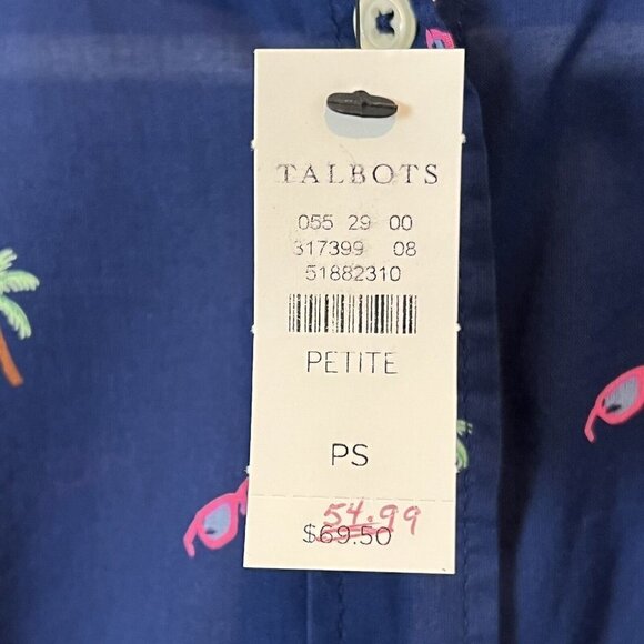 Talbots Casual Button Down Shirt Summer Theme Size Petite Small NWT - Picture 3 of 6